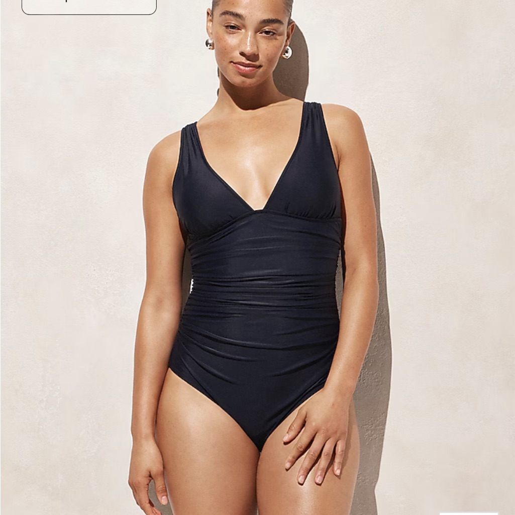 J.Crew Ruched V-Neck One Piece, Size 6, Navy